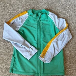 Kids Green Rashguard with White and Yellow Accents